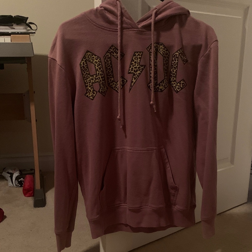 AC/DC Leopard Print Logo Pink Hoodie
